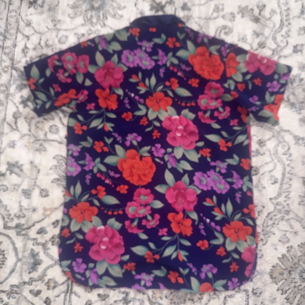 Victoria's Secret Nightshirt Women Pet S Navy Floral Collared Button Up Vintage